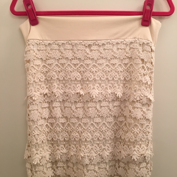 Solitaire Dresses & Skirts - Solitaire Cream Lace Maxi Skirt